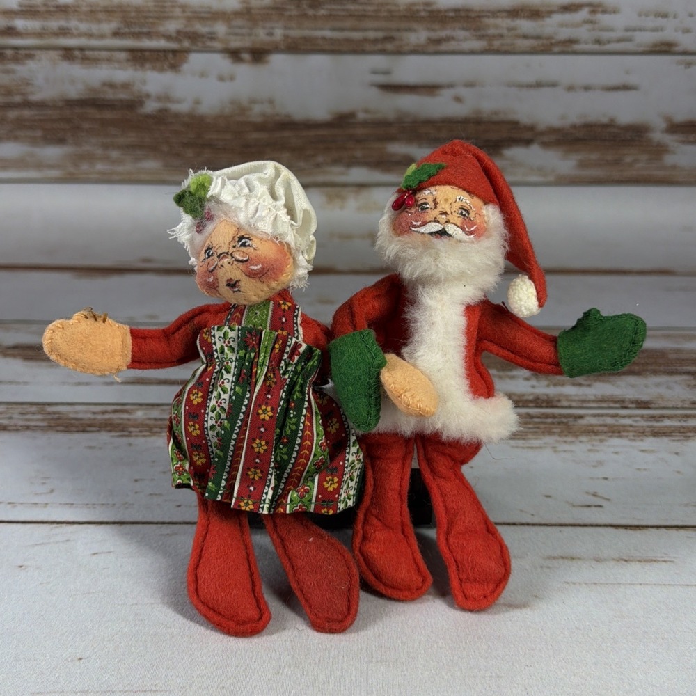 Annalee Mr + Mrs Santa Claus 5" Christmas Dolls Vintage 80s
